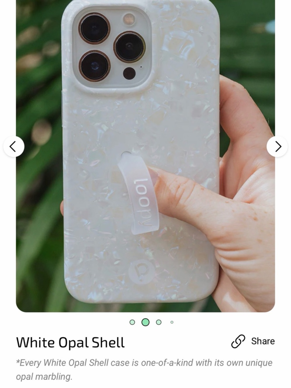 Apple Pearlescent White Opal iPhone Case with Loop Grip- apple 15 pro max